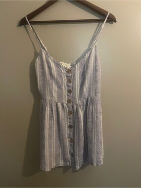 Cute Ocean Drive Blue and White Striped Button-Front Dress, Women’s size M